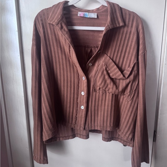 Tops - FP Beach Brown Ribbed Top